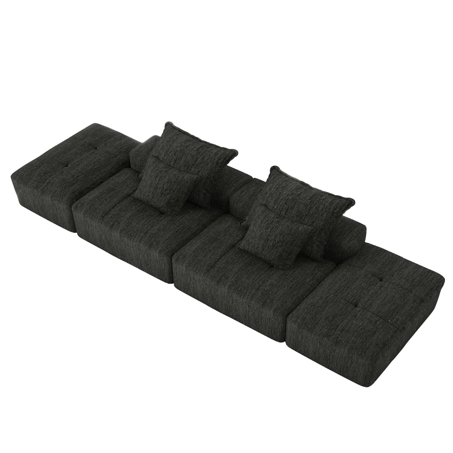 Modern Oversized Modular Chenille Sectional Sofa with 2 Ottomans and 2 Seat, 4 Pillows for Living Room