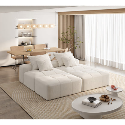 Modern Oversized Modular Chenille Sectional Sofa with 2 Ottomans and 2 Seat, 4 Pillows for Living Room