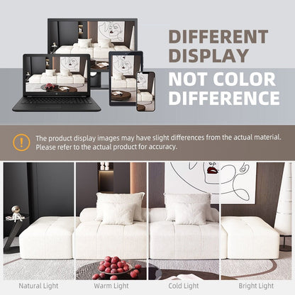 Modern Oversized Modular Chenille Sectional Sofa with 2 Ottomans and 2 Seat, 4 Pillows for Living Room