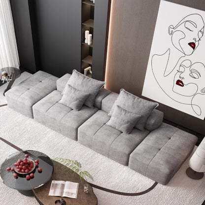 Modern Oversized Modular Chenille Sectional Sofa with 2 Ottomans and 2 Seat, 4 Pillows for Living Room