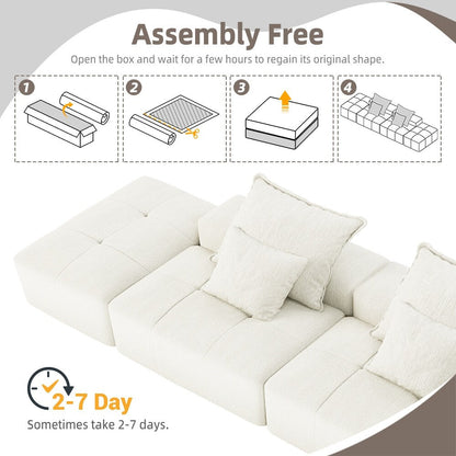 Modern Oversized Modular Chenille Sectional Sofa with 2 Ottomans and 2 Seat, 4 Pillows for Living Room