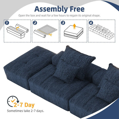 Modern Oversized Modular Chenille Sectional Sofa with 2 Ottomans and 2 Seat, 4 Pillows for Living Room