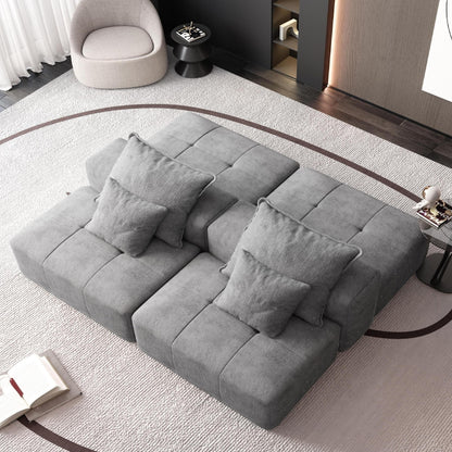 Modern Oversized Modular Chenille Sectional Sofa with 2 Ottomans and 2 Seat, 4 Pillows for Living Room