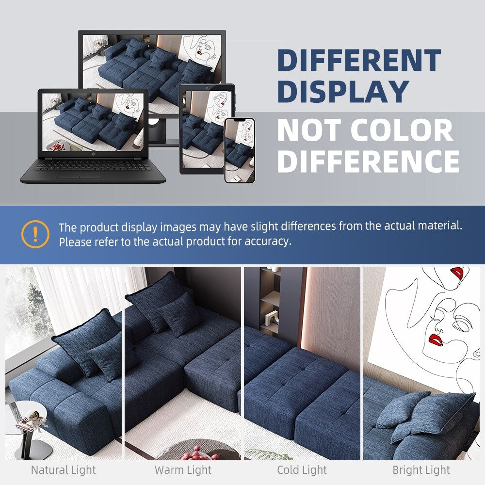 Modern Oversized Modular Chenille Sectional Sofa with Cushions and 6 Pillows for Living Room