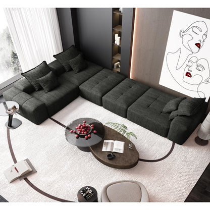 Modern Oversized Modular Chenille Sectional Sofa with Cushions and 6 Pillows for Living Room