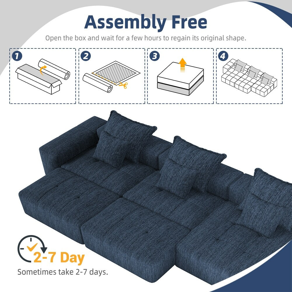Modern Oversized Modular Chenille Sectional Sofa with Cushions and 6 Pillows for Living Room