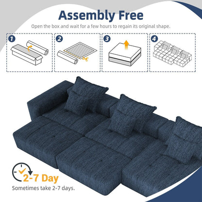 Modern Oversized Modular Chenille Sectional Sofa with Cushions and 6 Pillows for Living Room