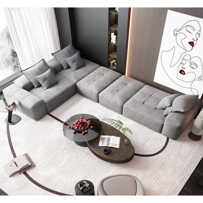 Modern Oversized Modular Chenille Sectional Sofa with Cushions and 6 Pillows for Living Room