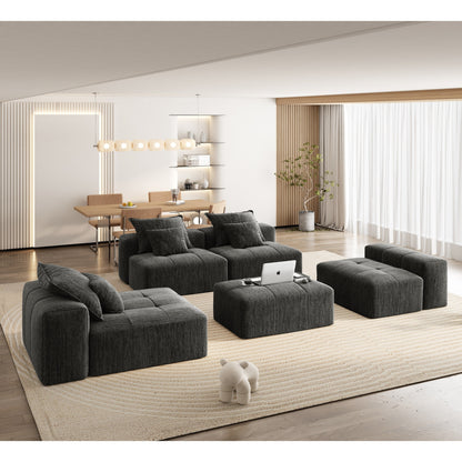 Modern Oversized Modular Chenille Sectional Sofa with Cushions and 6 Pillows for Living Room
