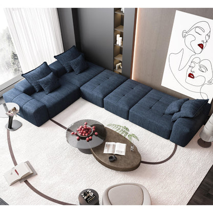 Modern Oversized Modular Chenille Sectional Sofa with Cushions and 6 Pillows for Living Room
