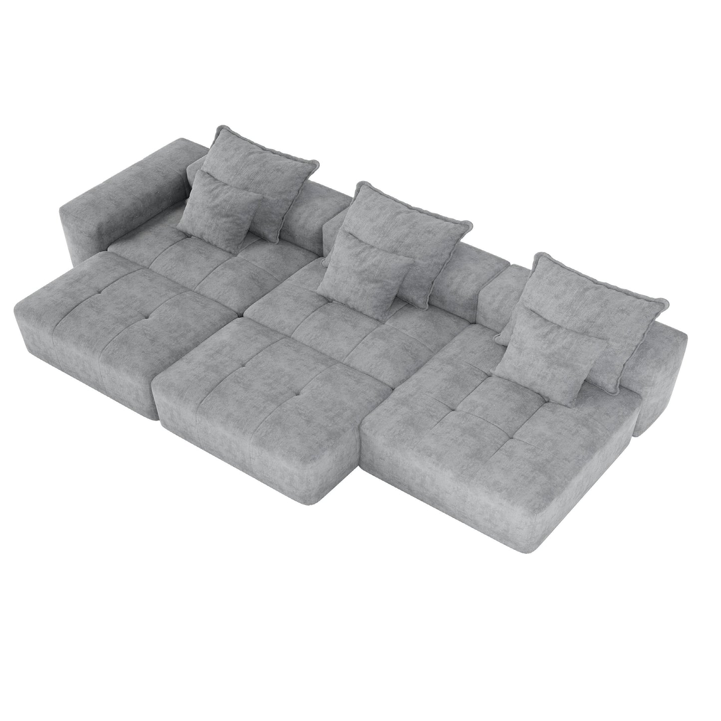 Modern Oversized Modular Chenille Sectional Sofa with Cushions and 6 Pillows for Living Room
