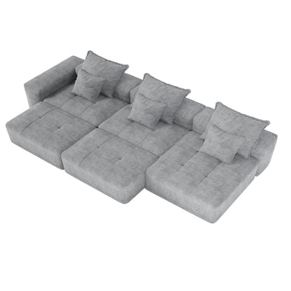 Modern Oversized Modular Chenille Sectional Sofa with Cushions and 6 Pillows for Living Room