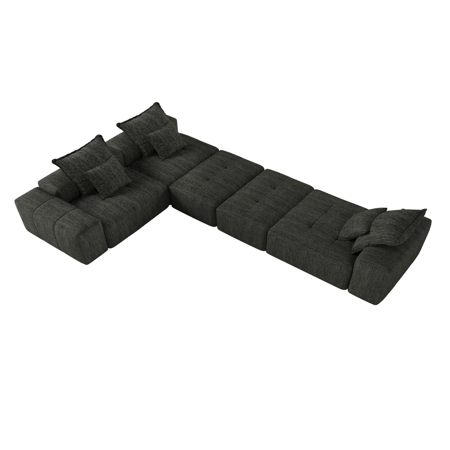 Modern Oversized Modular Chenille Sectional Sofa with Cushions and 6 Pillows for Living Room