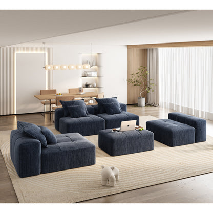 Modern Oversized Modular Chenille Sectional Sofa with Cushions and 6 Pillows for Living Room