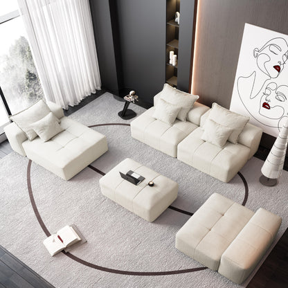 Modern Oversized Modular Chenille Sectional Sofa with Cushions and 6 Pillows for Living Room