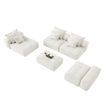 Modern Oversized Modular Chenille Sectional Sofa with Cushions and 6 Pillows for Living Room