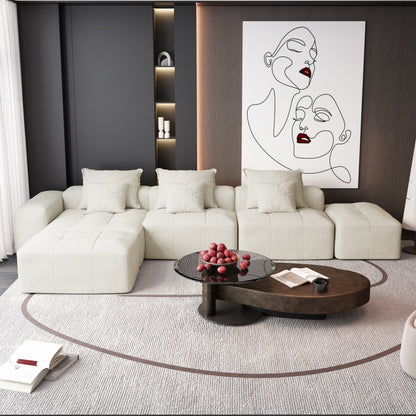 Modern Oversized Modular Chenille Sectional Sofa with Cushions and 6 Pillows for Living Room