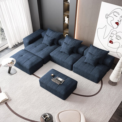 Modern Oversized Modular Chenille Sectional Sofa with Cushions and 6 Pillows for Living Room