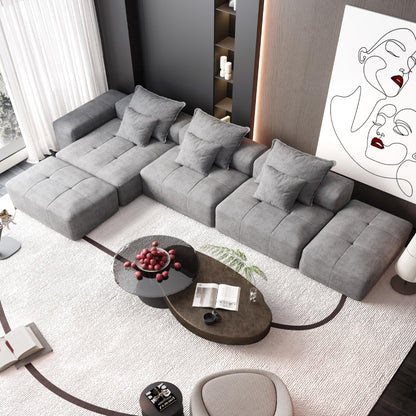 Modern Oversized Modular Chenille Sectional Sofa with Cushions and 6 Pillows for Living Room