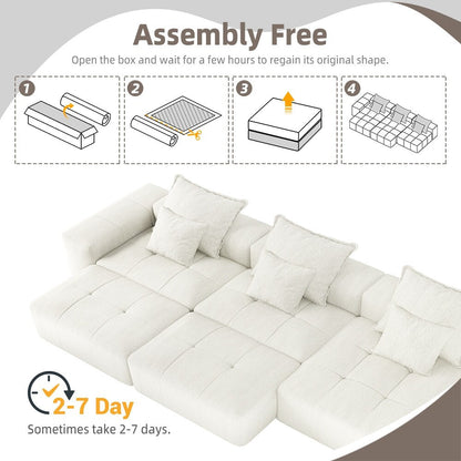 Modern Oversized Modular Chenille Sectional Sofa with Cushions and 6 Pillows for Living Room