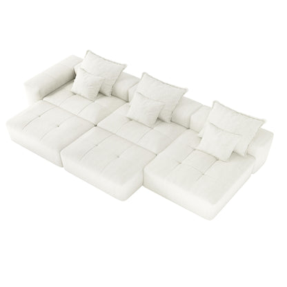 Modern Oversized Modular Chenille Sectional Sofa with Cushions and 6 Pillows for Living Room