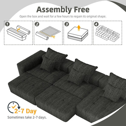 Modern Oversized Modular Chenille Sectional Sofa with Cushions and 6 Pillows for Living Room
