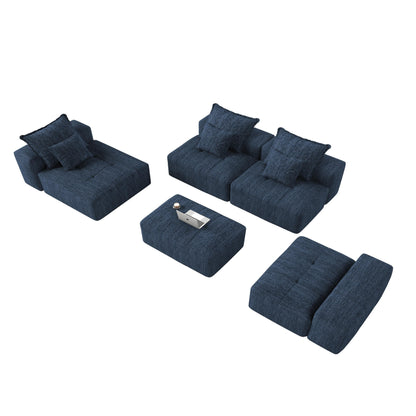 Modern Oversized Modular Chenille Sectional Sofa with Cushions and 6 Pillows for Living Room