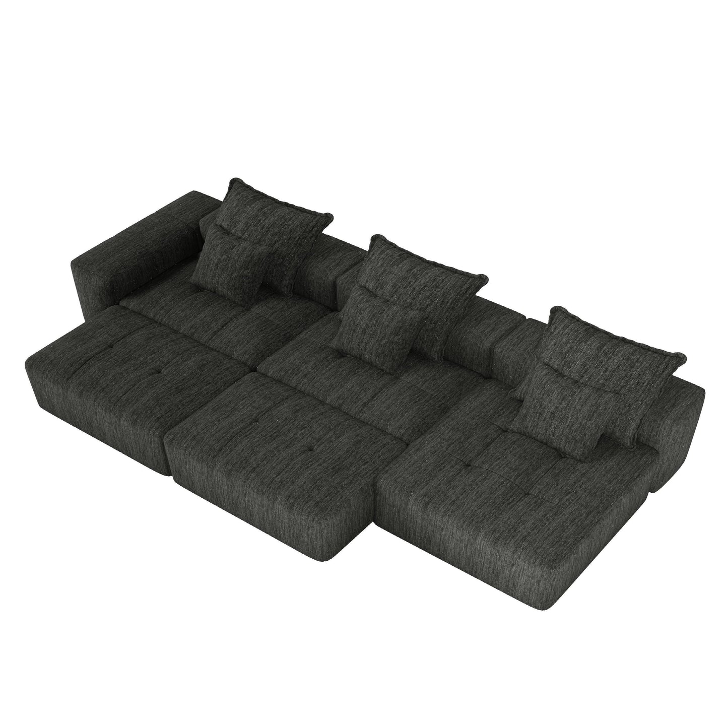 Modern Oversized Modular Chenille Sectional Sofa with Cushions and 6 Pillows for Living Room