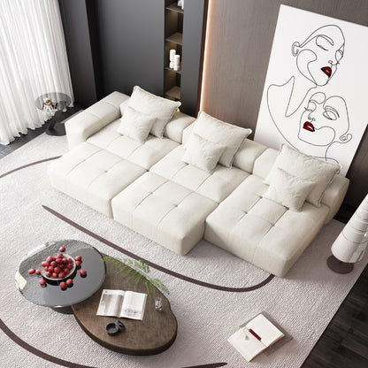 Modern Oversized Modular Chenille Sectional Sofa with Cushions and 6 Pillows for Living Room