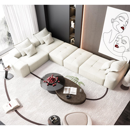Modern Oversized Modular Chenille Sectional Sofa with Cushions and 6 Pillows for Living Room