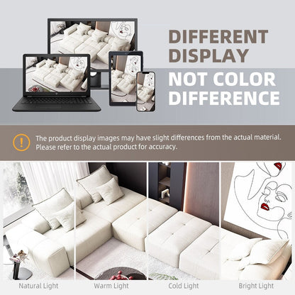 Modern Oversized Modular Chenille Sectional Sofa with Cushions and 6 Pillows for Living Room