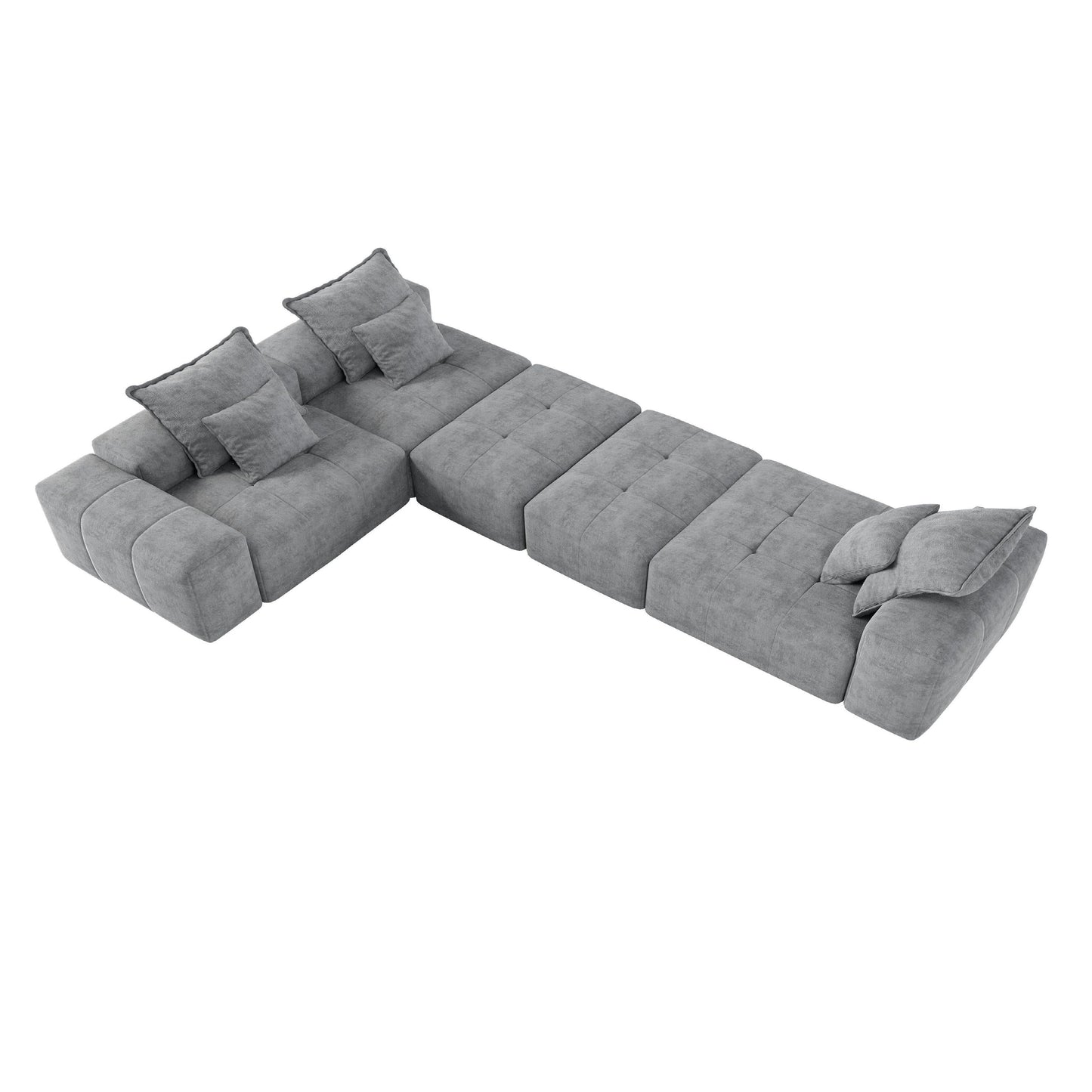 Modern Oversized Modular Chenille Sectional Sofa with Cushions and 6 Pillows for Living Room
