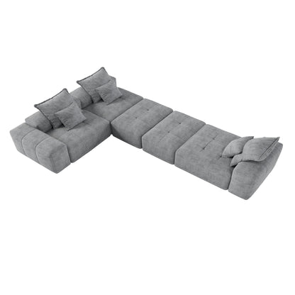 Modern Oversized Modular Chenille Sectional Sofa with Cushions and 6 Pillows for Living Room