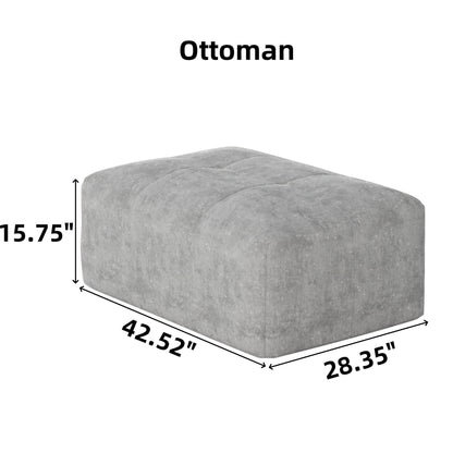 Modern Oversized Modular Chenille Tufted Sectional Sofa with 2 Pillows and Ottoman for Living Room