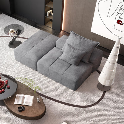 Modern Oversized Modular Chenille Tufted Sectional Sofa with 2 Pillows and Ottoman for Living Room