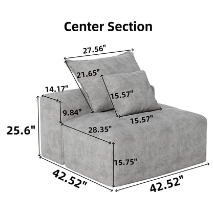 Modern Oversized Modular Chenille Tufted Sectional Sofa with 2 Pillows and Ottoman for Living Room