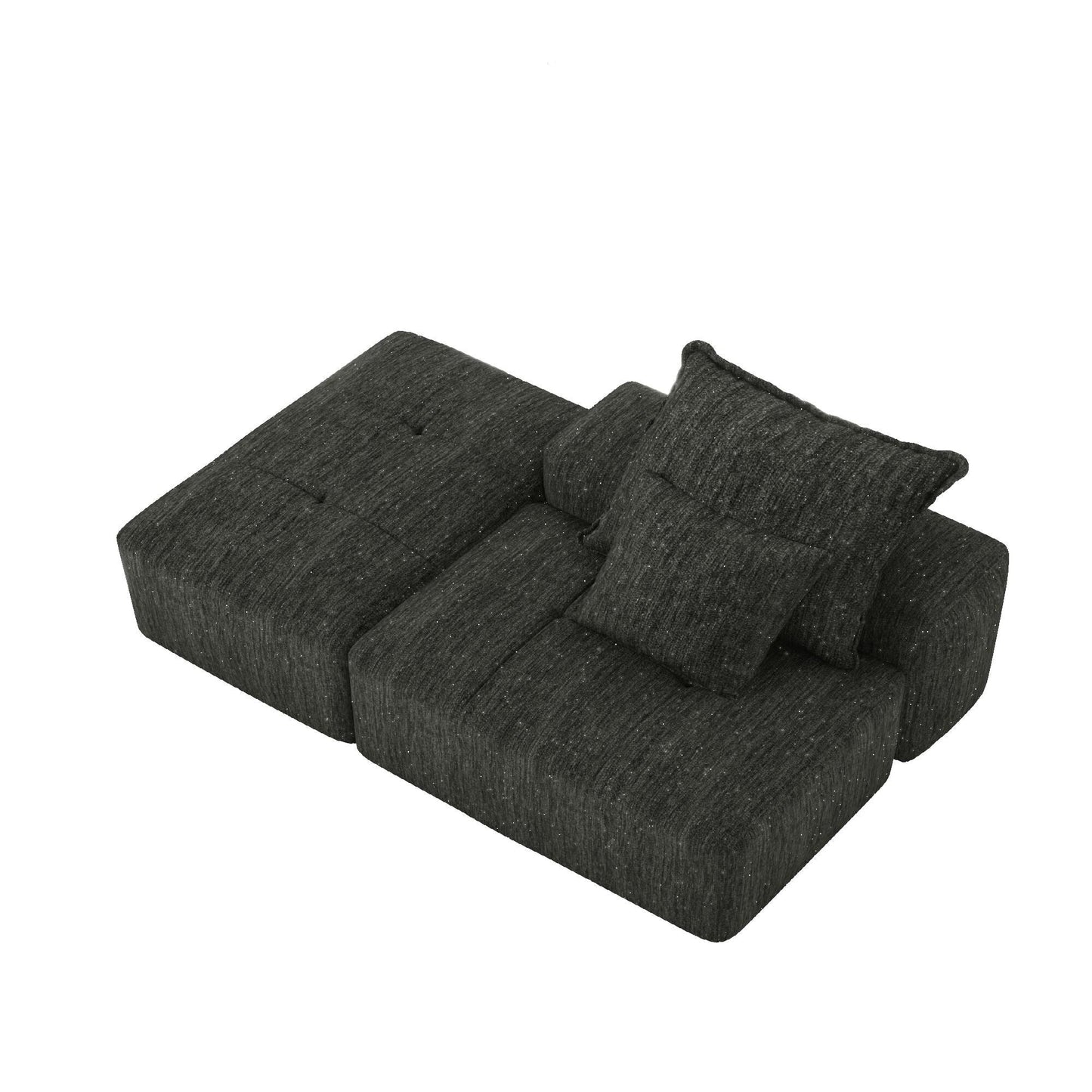 Modern Oversized Modular Chenille Tufted Sectional Sofa with 2 Pillows and Ottoman for Living Room