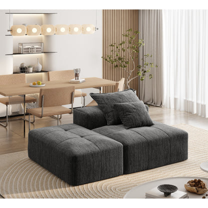 Modern Oversized Modular Chenille Tufted Sectional Sofa with 2 Pillows and Ottoman for Living Room