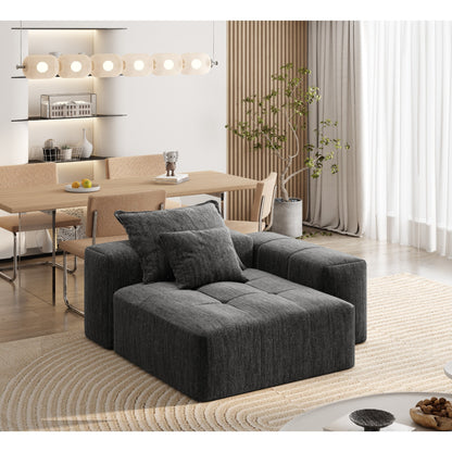Modern Oversized Modular Chenille Tufted Sectional Sofa with 2 Pillows for Living Room Office