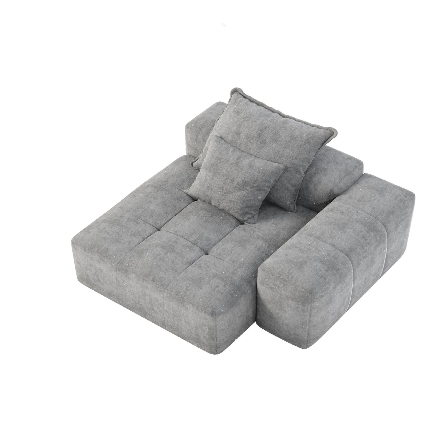 Modern Oversized Modular Chenille Tufted Sectional Sofa with 2 Pillows for Living Room Office