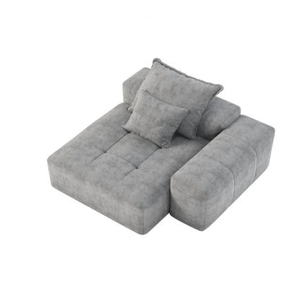 Modern Oversized Modular Chenille Tufted Sectional Sofa with 2 Pillows for Living Room Office