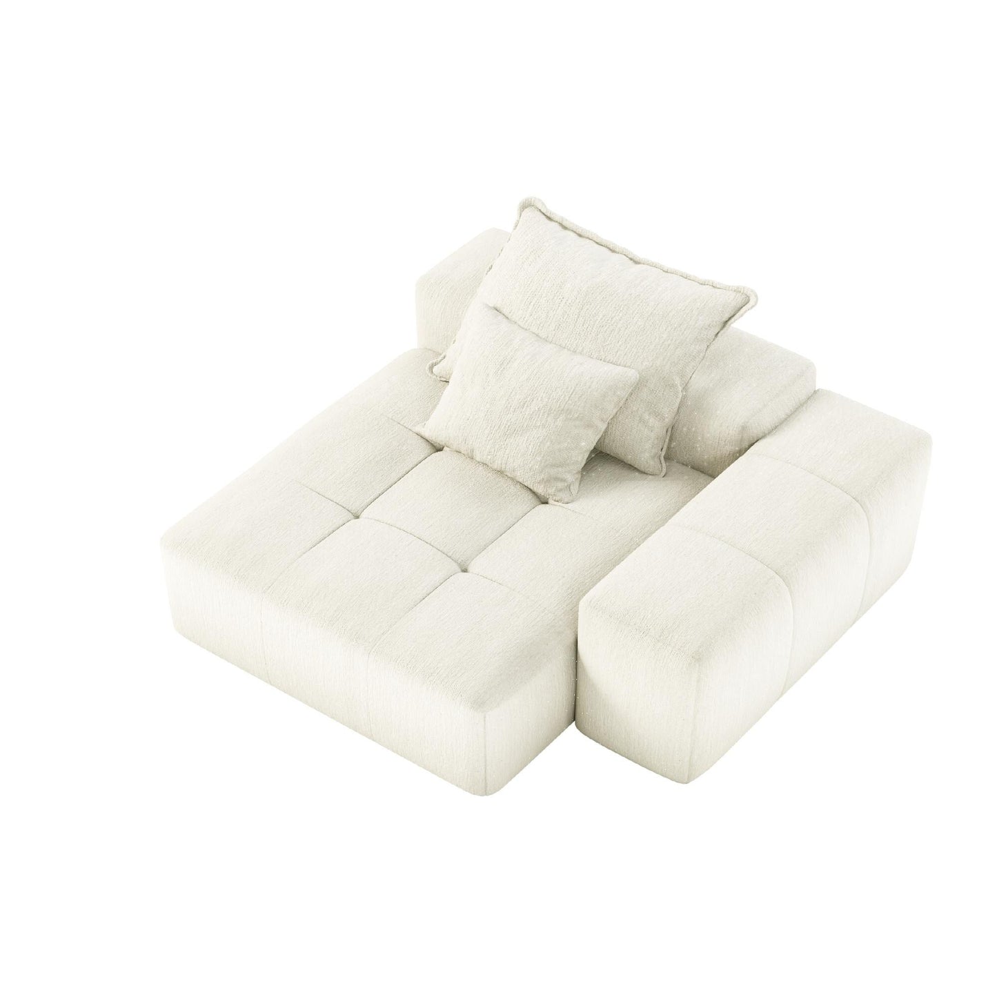 Modern Oversized Modular Chenille Tufted Sectional Sofa with 2 Pillows for Living Room Office
