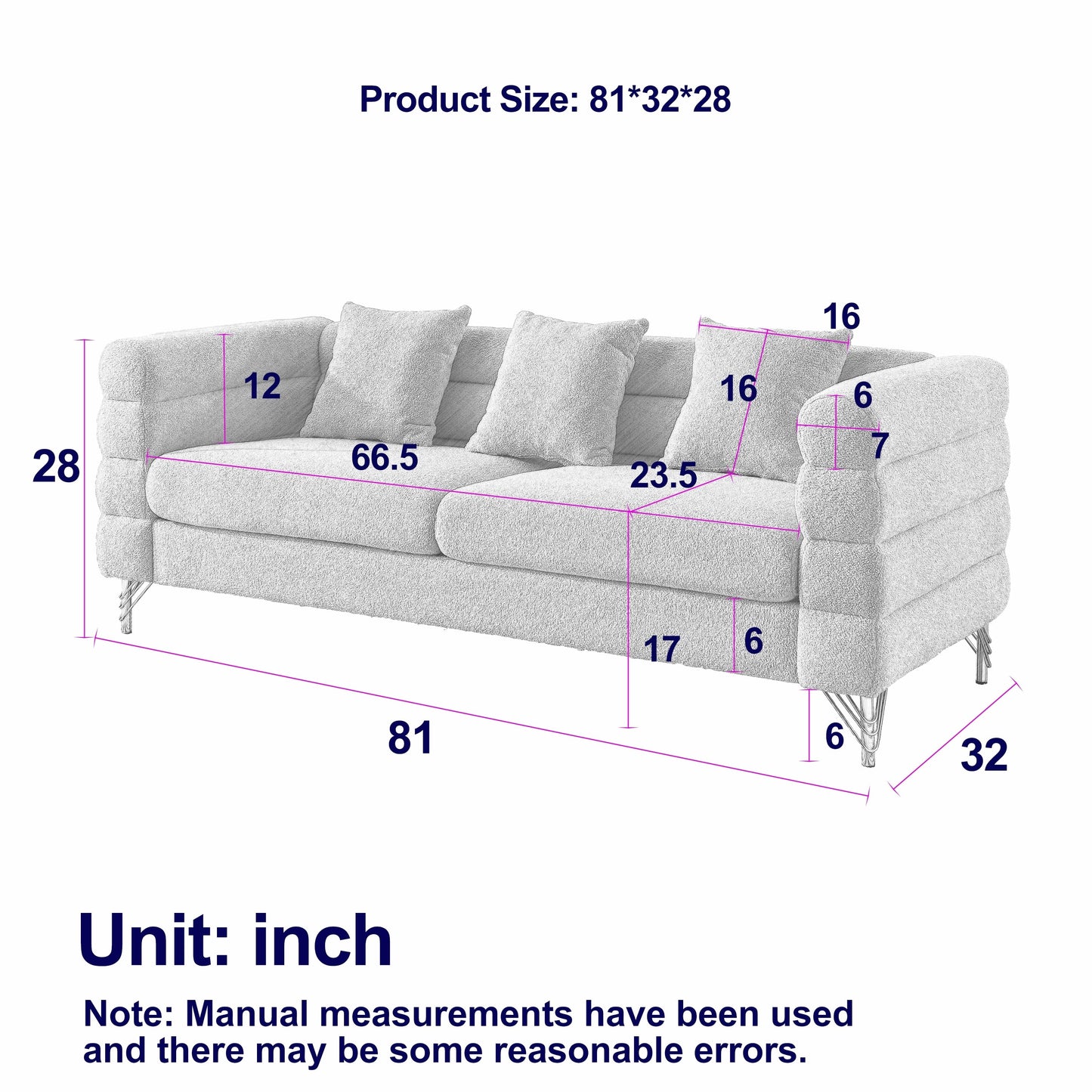 Modern Oversized Streamline 3-Seat Sofa