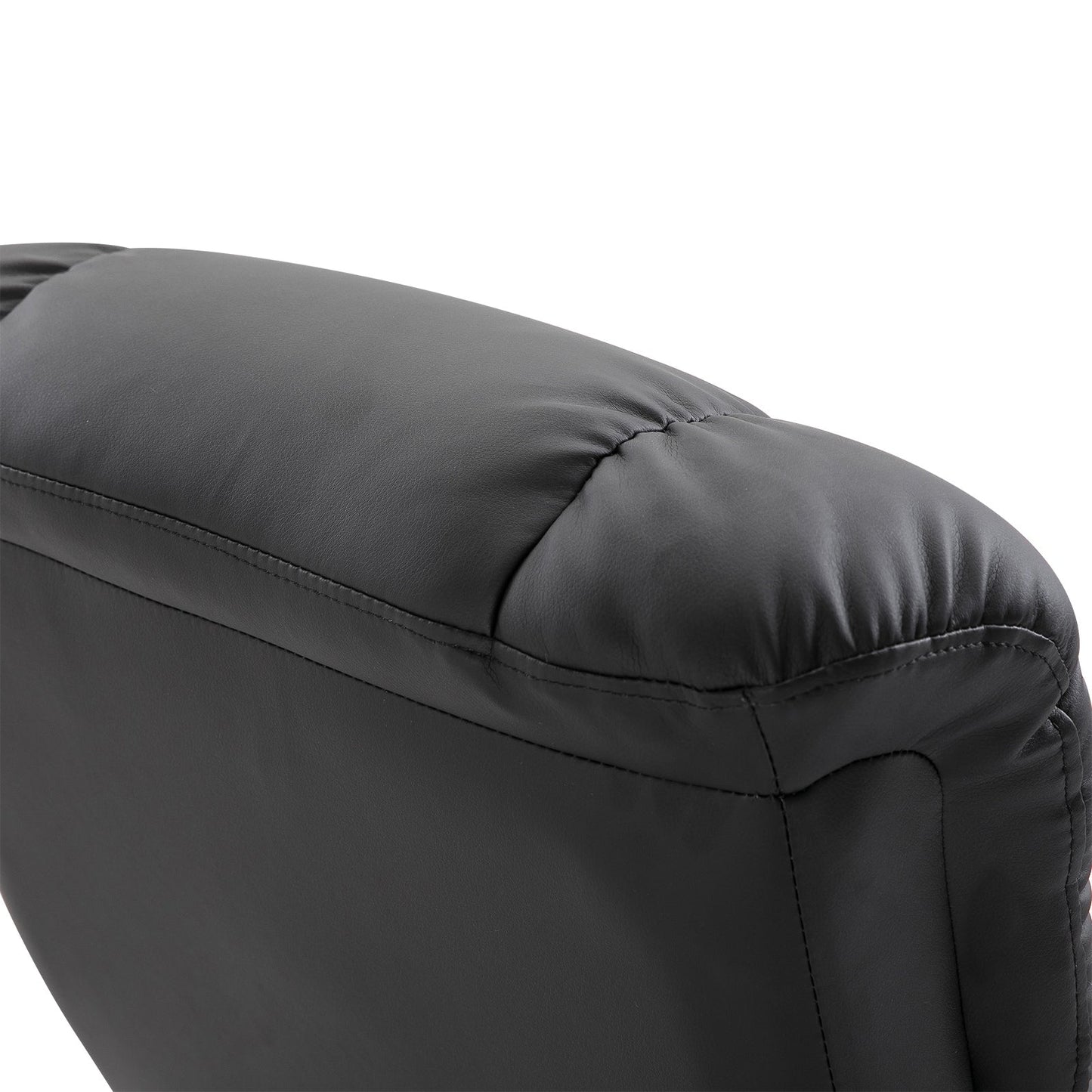 Modern PU Leather Recliner with Ottoman, 10-Zone Vibration Massage, and Swivel Wood Base for Living Room & Bedroom