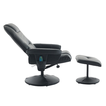 Modern PU Leather Swivel Recliner Chair Massage Heated Office Chair with Ottoman and Adjustable Backrest