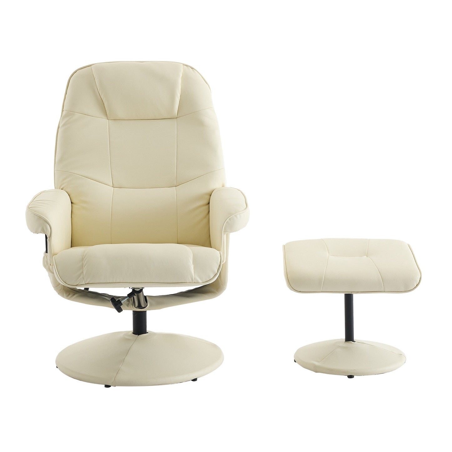 Modern PU Leather Swivel Recliner Chair Massage Heated Office Chair with Ottoman and Adjustable Backrest
