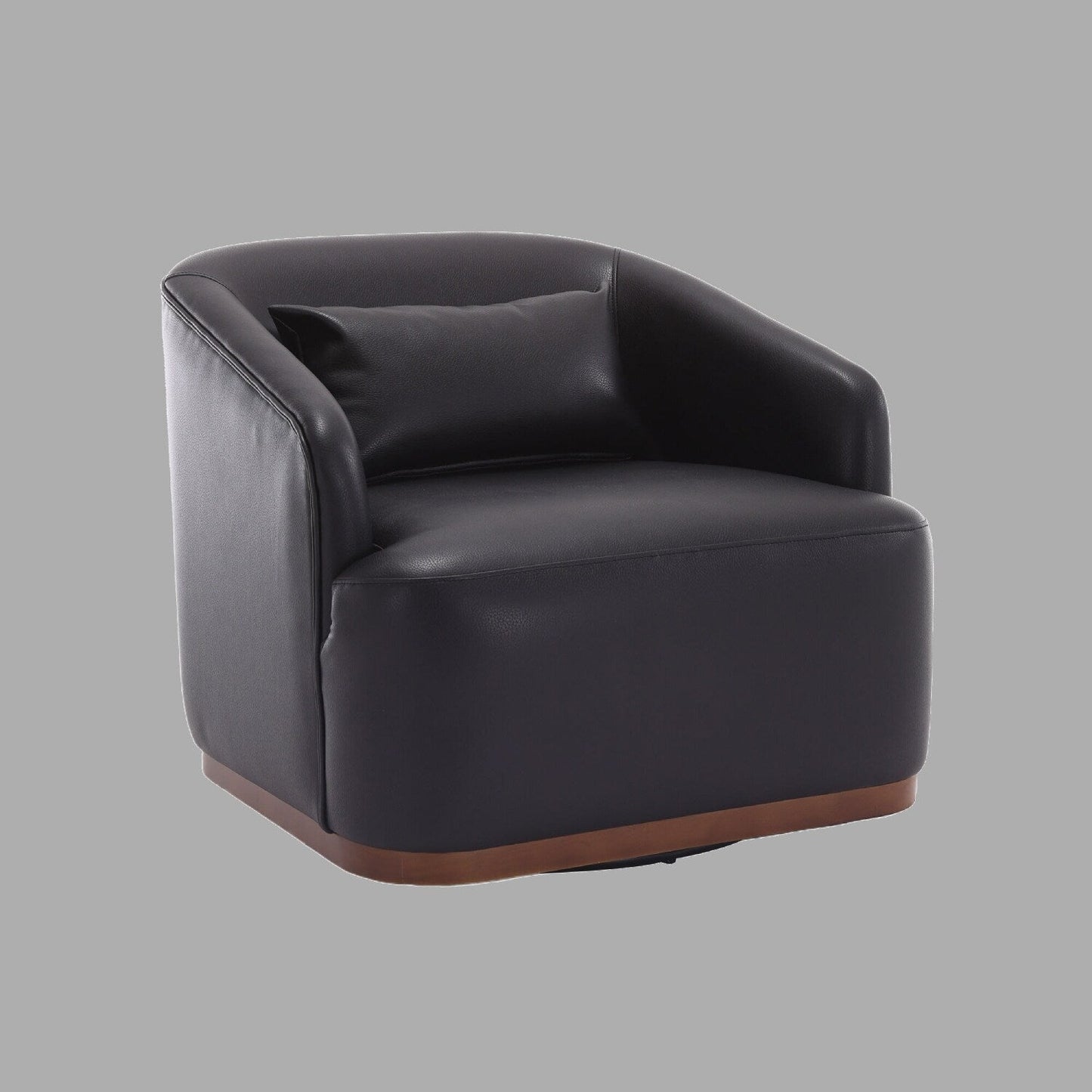 Modern PU Swivel Barrel Chair, 360 Degree Accent Armchair for Living Room, and Lounge with Metal Base and Soft Cushion