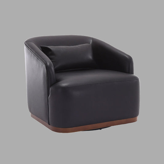 Modern PU Swivel Barrel Chair, 360 Degree Accent Armchair for Living Room, and Lounge with Metal Base and Soft Cushion