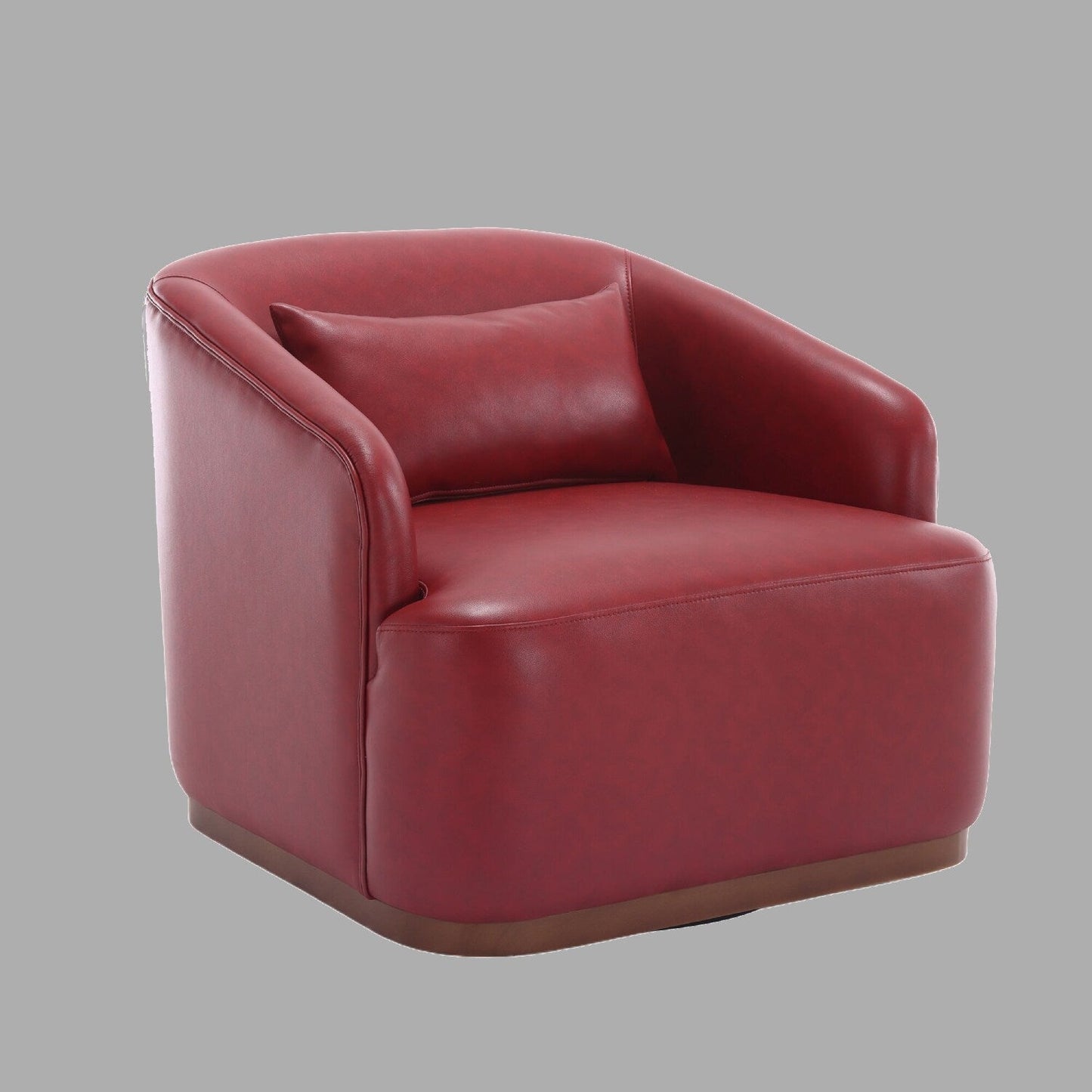 Modern PU Swivel Barrel Chair, 360 Degree Accent Armchair for Living Room, and Lounge with Metal Base and Soft Cushion