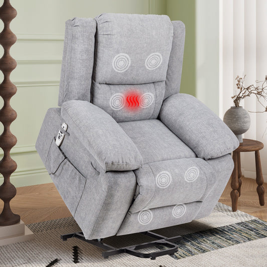 Modern Power Lift Recliner Chair Adjustable Massage Heat Sofa with Side Storage, Footrest and Remote Control